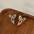 Mini Bow Hairpin Elegant Chic Trendy Bowknot Clip Bow-shaped Metal Hair Claws for Fashionable Casual Wear Women's Accessory Hair Styling.