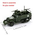 1/72 4D Assembled Military Model Armed Tank Armored Vehicle Willis Jeep Cougar M3A1 Simulation Toy Soldier Models.