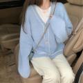 Pink Gentle Knitted Cardigan for Women 2023 Autumn and Winter New Loose Korean Style Sweet Girl College Sweater Coat. 
