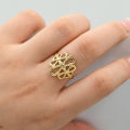 Wholesale Chinese Jewelry Gold Plated Stainless Steel Chinese Knot Design Adjustable Open Rings Women Men Jewelry. 