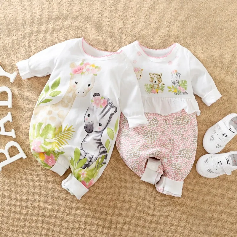 Prowow Spring Summer Baby Girl Clothes Cute Cartoon Baby Rompers