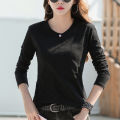 2023 Autumn and Winter New Korean Style Long Sleeve T T-shirt Women's Slim Fit All-Match Bottoming Shirt Top Simple Inner Wear Younger. 