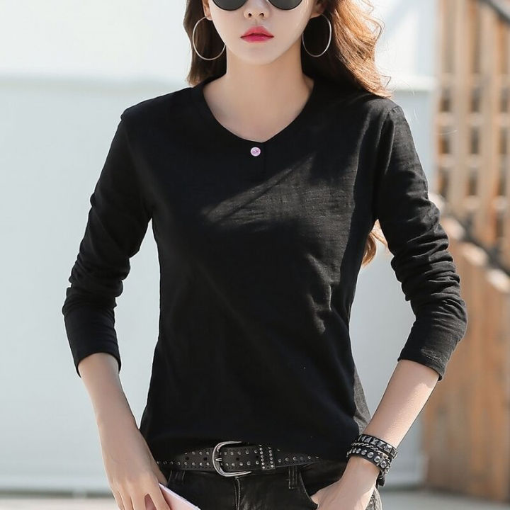 2023%20Autumn%20and%20Winter%20New%20Korean%20Style%20Long%20Sleeve%20T%20T-shirt%20Women's%20Slim%20Fit%20All-Match%20Bottoming%20Shirt%20Top%20Simple%20Inner%20Wear%20Younger%20-%20Image%203