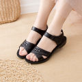 Mom shoes leather wear women's shoes summer flat middle-aged non-slip soft sole comfortable middle-aged grandma old man sandals. 