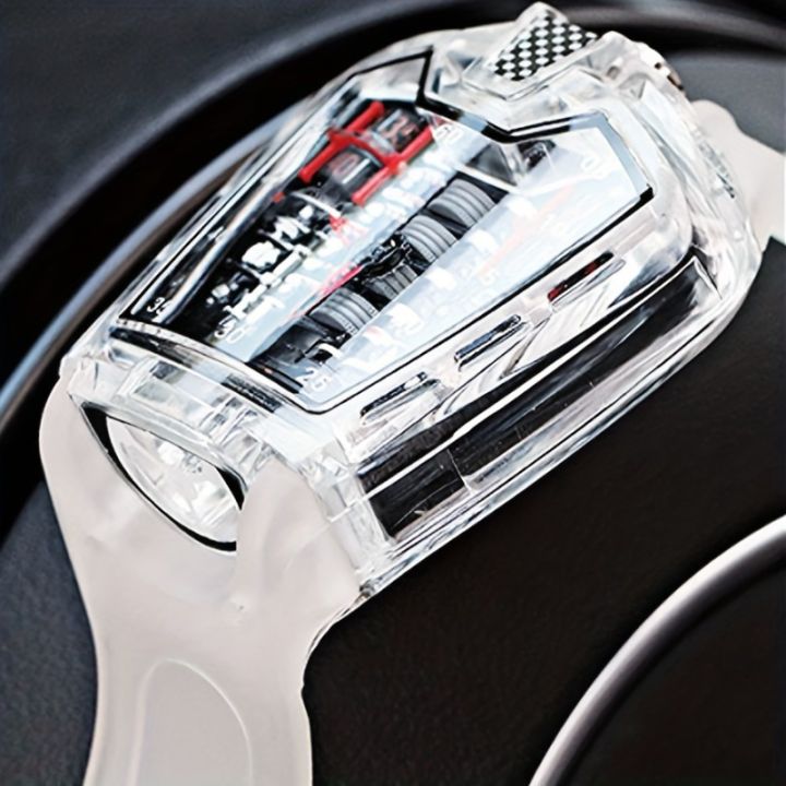 1pc%20Men%20White%20Transparent%20Acrylic%20Fashion%20Racing%20Engine%20Versatile%20Quartz%20Watch%20-%20Image%204
