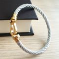 Bracelet Punk Rock Style Men Women Wrist strap Horseshoe Knot Cable Stainless Steel Wire Rope Braided Bangle Couple Gift Jewelry. 