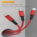 King Kong Braided Three-in-one Three-in-one 3A Fast-charging Nylon Three-head Data Cable Wholesale Multi-head Charging Cable. 