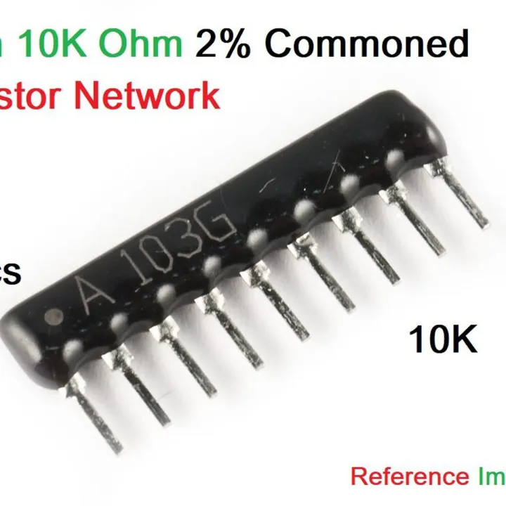 3Pcs- A09-103 10K Resistor NETWORK 9 Pin Leads 10K Commoned Resistor 10K Ohm Tolerance ±2% Common Connected Network Array Resistor
