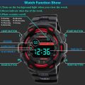 Men Multifunctional Electronic Watch Round Screen Stopwatch Life Waterproof Alarm Clock Night Light Watch.