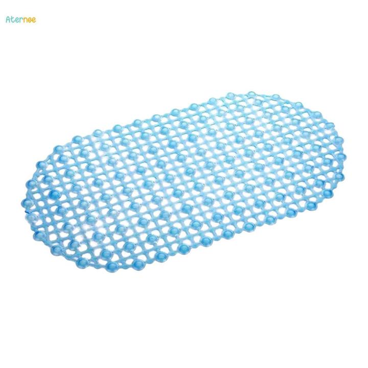 Non Slip Bath Mat for Bathroom, Pebble Frosted Anti-Mould Anti Slip Plastic Oval Bathtub Shower Mat with Grip Suction Cups,67x37cm