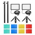 Andoer 2pcs USB LED Video Light Kit Photography Lighting 3200K-5600K 120pcs Beads 14-level Dimmable - black. 
