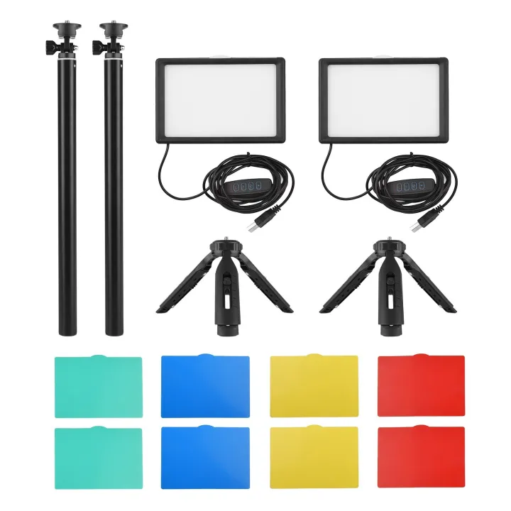 Andoer%202pcs%20USB%20LED%20Video%20Light%20Kit%20Photography%20Lighting%203200K-5600K%20120pcs%20Beads%2014-level%20Dimmable%20-%20black%20-%20Image%203