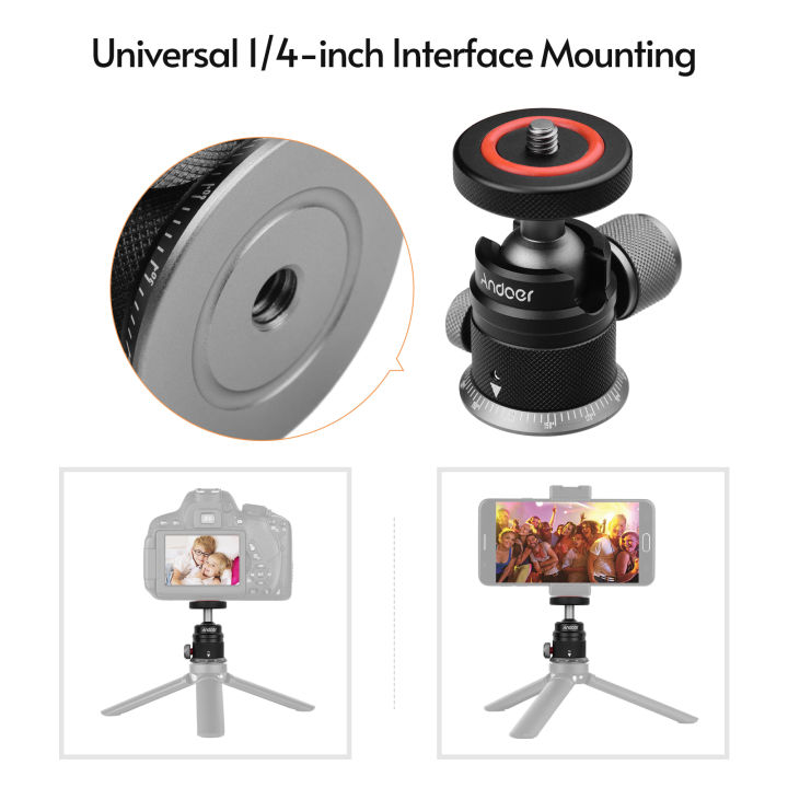 Aluminum%20Alloy%20Tripod%20Ball%20Head%20Mount%20Panoramic%20360%C2%B0%20Swivel%20180%C2%B0%20Flip%20with%20Scaled%20Base%20Universal%201/4%20Mounting%20for%20DSLR%20Mirrorless%20Camera%20Tripod%20Mounting%20-%20Image%205