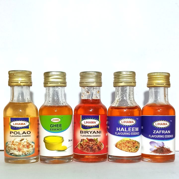 Lihama ( 5 Pcs ) Combo Food Flavour Essence Set - POLAO + BIRYANI + GHEE + ZAFRAN + HALEEM - 28 ml x 5 Pcs