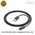 HOCO X88 USB TO MICRO 1M 2.4A FAST CHARGING CABLE DATA CABLE. 