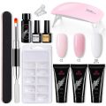【Broad Sunlight shop】(NEW)11pcs set 3 Color Kit Nail Builder Kit Nail Extension Kit with Lamp Top Coat Base Coat All-in-One for Nail Starter Different Nail Art Ideas DIY Home Manicure.
