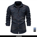 AIOPESON Brand Elastic Cotton Denim Shirt Men Long Sleeve Quality Cowboy Shirts for Men Casual Slim Fit Mens Designer Clothing Dislikelike. 