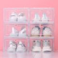 6pcs/Set Fold Plastic Shoes Case Thickened Transparent Drawer Case Plastic Shoe Boxes Stackable Box Shoe Organizer Shoebox. 