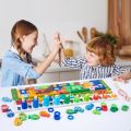 Famure Montessori Puzzle Toys Wooden Number Puzzle for Toddler Activities Toddlers Shape Sorting Counting Game.