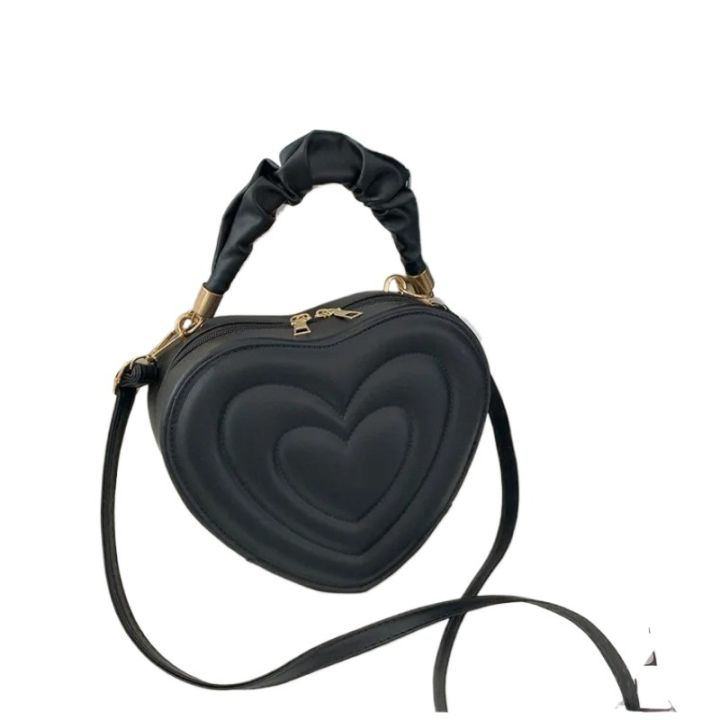 Crossbody Bag Black Color Handbags Love Heart Shape Shoulder Bag