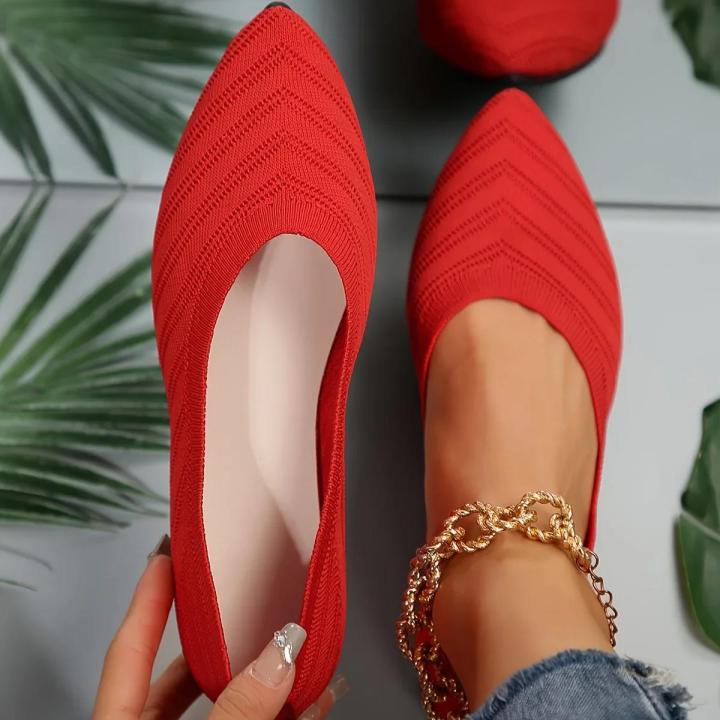 Women's%20Pointed%20Toe%20Flat%20Office%20Boat%20Solid%20Color%20Knitted%20Slip%20on%20Shoes%20Casual%20Breathable%20Ballet%20Flats%20Women%20Flat%20Shoes%20Loafers%20House%20Foocus%20-%20Image%205