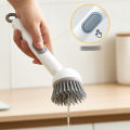 2-in-1 Liquid Soap Dispenser Cleaning Brush with Long Handle - Imported Kitchen Dishwashing Scrub Brush Kitchen Brush, Dishwashing Brush, Soap Dispenser Brush, Pot Cleaning Brush, Magic Cleaning Brush, Imported Kitchen Tools.