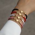 2023 Hot Stainless Steel Heart Rope Charm Bracelets Women Colorful Adjustable A-Z Letter Bracelet For Women Jewelry Gift.