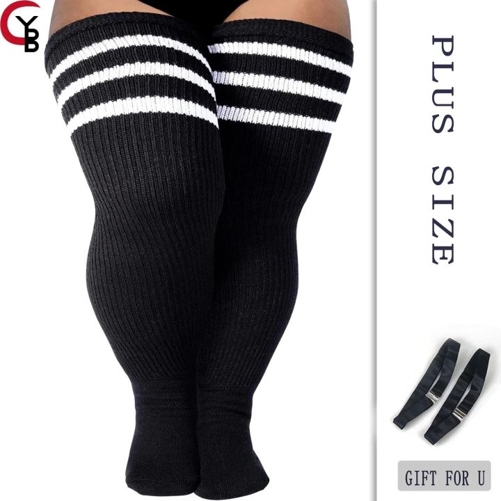 Plus Size Women Thigh High Winter Socks for Thick Thighs-Extra Long Over the Knee Stockings-Leg Warmer Boot Sock with Thigh Belt