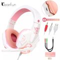 QearFun New Pink Headphones for PC Girls Gaming Headset with Microphone Gamer for PS4 Windows XP/7/8/10 Laptop Phone. 