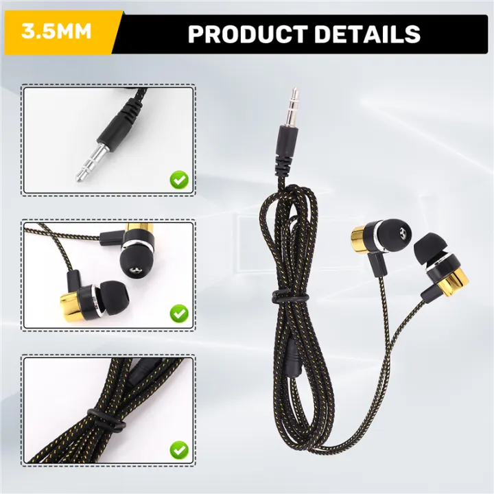 1.1M%20Reflective%20Fiber%20Cloth%20Line%20Noise%20Isolating%20Stereo%20In-ear%20Earphone%20Earbuds%20Headphones%20with%203.5%20MM%20Jack%20Standard%20Golden%20-%20Image%207