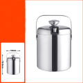 Red Supplies 1.3L Stainless Steel Double-layer Ice Bucket Insulation Ice Granule Bucket Small Beer Ice Bucket With Ice Clip.