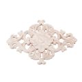 Harmony 2 Pcs Rubber Wood Carved Long Applique Unpainted Flower Walls Cabinets Door Decor Wood Color, 21X15cm & 15cm Type B.