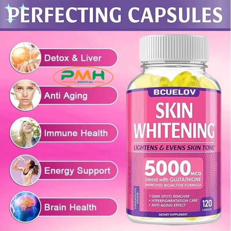 bcuelov glutathione review 5000mcg Skin Whitening Capsules daily skin care supplement Select Option:Buy 2 Beauty Vault LUMI Glutathione