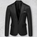 【Nightmaree】Stylish Men Blazer Temperament Wedding Blazer Solid Color Good Touch Slim Fit Suit Coat One Button. 