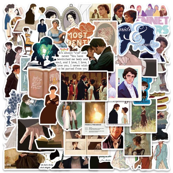 50pcs TV Show Pride Prejudice Stickers Funny Movie Decals For Laptop Skateboard Scrapbook Phone Cars Bicycle Helmet Sticker