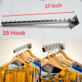 "17-Inch Wall Mounted Stainless Steel Clothes Hanger Rack - 15 Hook Heavy Duty Organizer for Boutique & Home".