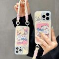 Olige  Case  For iPhone 11 12 13 14 15 Pro Max Anime cartoon small animals and cute Giekawa creative insertable Kaka bag with wrist strap phone case back cover. 