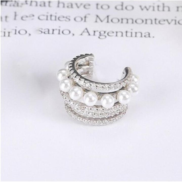 1Pcs Cute White Pearl Full Zircon Stud Earrings For Women
