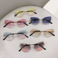 2023 New Ladies Cat Ear Sunglasses Classic Rimless Gradient Sunglasses High Quality Women's Brand Designer Glasses Shadow UV400.