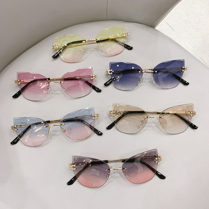 2023%20New%20Ladies%20Cat%20Ear%20Sunglasses%20Classic%20Rimless%20Gradient%20Sunglasses%20High%20Quality%20Women's%20Brand%20Designer%20Glasses%20Shadow%20UV400%20-%20Image%204
