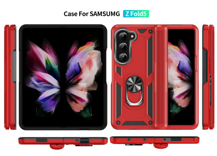 Applicable%20to%20New%20Samsung%20Z%20Fold%205%20Sergeant%20Phone%20Case%20Folding%20Car%20Magnetic%20Suction%20Bracket%20Protective%20Case%20Drop-Resistant%20-%20Image%203