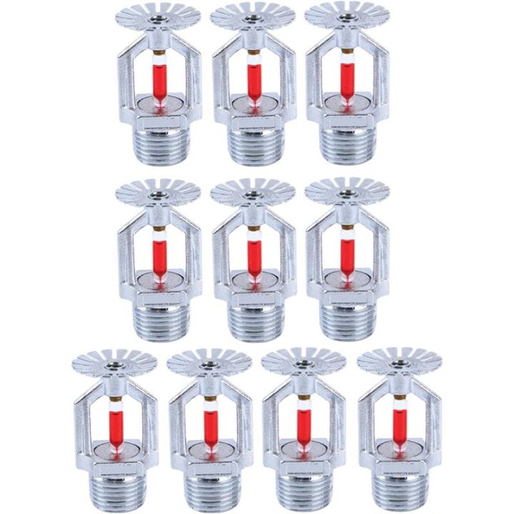 1set/10pcs Fire Sprinkler Head - Copper Chrome, 1/2" NPT 155℉(68°C) Pendent Type , K80 Fast Response Automatic