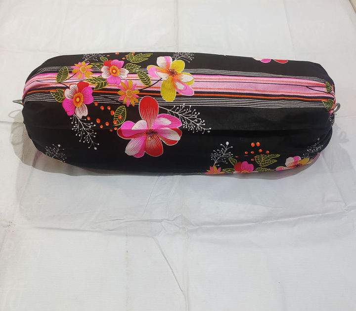 Side pillow cover standard size Check pattern 1pcs round 36 inch and long 40 inch - Available in same color bedsheet