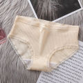 Soft Rib Milk-Silk Panty – Breathable Mid Waist Comfortable Underwear.
