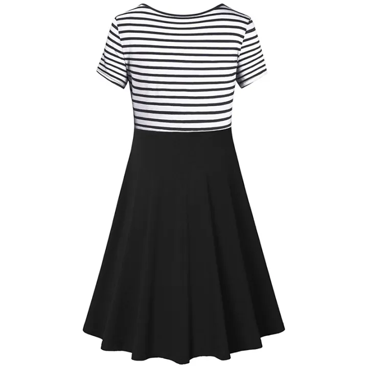 Maternity%20Women's%20Stripe%20Dresses%20Casual%20Summer%20Knee%20Length%20Pregnancy%20Clothes%20Ruched%20Pregnant%20Breastfeeding%20Clothes%20-%20Image%205