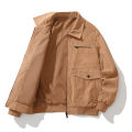 Coat Men's Autumn and Winter Fleece-lined Warm Japanese Retro Style Trends Corduroy Loose Casual Polo Collar Men's Clothing. 
