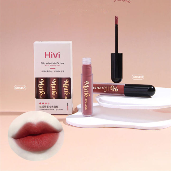 HiVi%20Soft%20Fog%20Matte%20Lip%20Glaze%203%20PCS%20Set%20Lipstick%20Long%20Lasting%20Waterproof%20Not%20Easy%20To%20Fade%20Not%20Stick%20Cup%20Easy%20to%20Color%20Whitening%20Lip%20Mud%20-%20Image%206