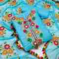 Stylish Unstitched Georgette/Jorjet Shalwar Kameez Four Piece (3 Piece) - Dress For Girls. 