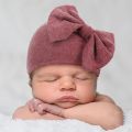 Soft Cotton Baby Bowknot Hat+Gloves Set Newborn Beanie Cap Anti-scratch Mittens for 0-6 Months Baby Bonnet Shower Gift.