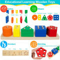 Baby Wooden Toys Rainbow Stacking Ring Tower Blocks Puzzle Toys Montessori Educational Color Shape Geometric Game Toys for Kids KankongAgu.